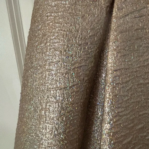Mac Duggal Shimmering Gold One-Shoulder Gown - Picture 3 of 5